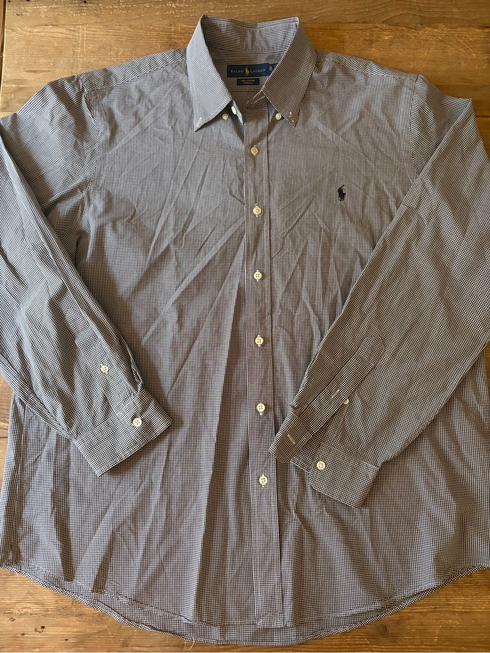 Ralph Lauren XL Men's Black Micro-Check Button-Down Dress Shirt